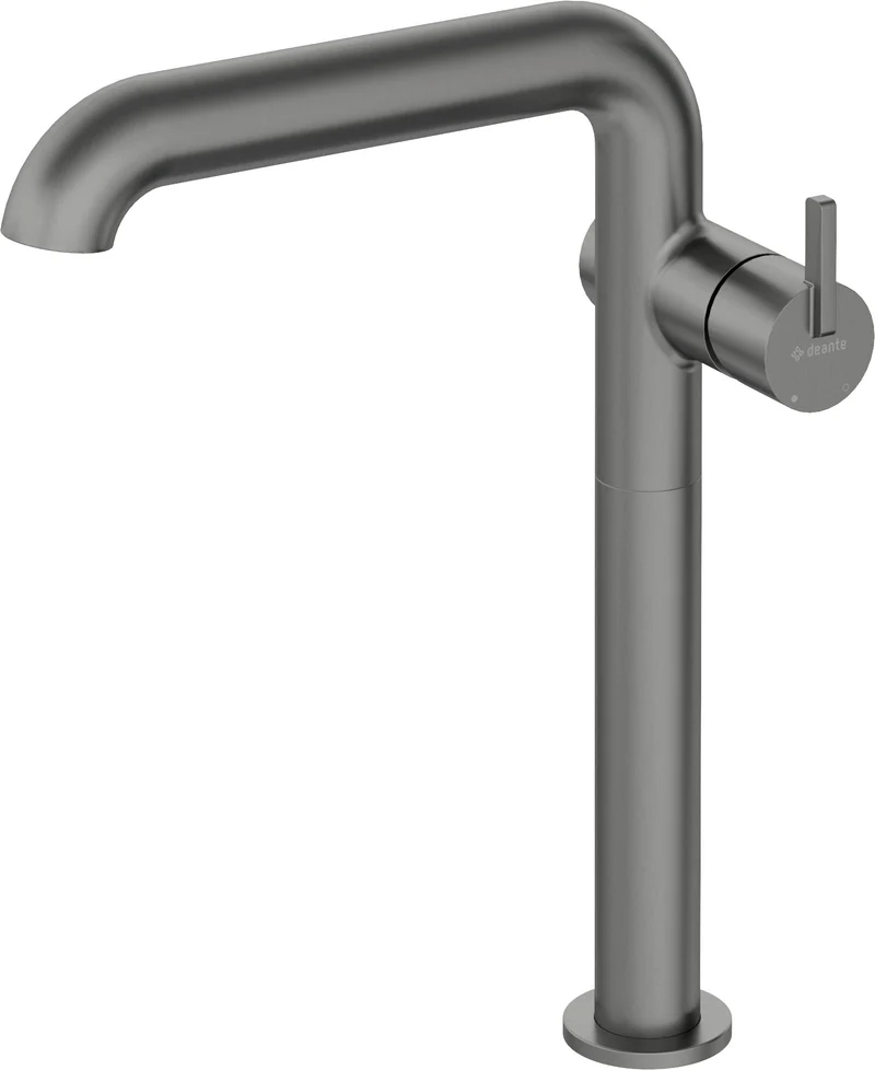 DEANTE Silia Waschtischarmatur hoch mit seitlichem Hebel // Titanium // BQS-D24K
