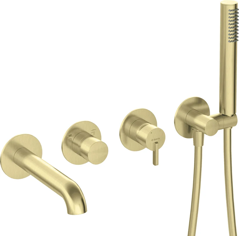 DEANTE Silia 4-Loch-Wannenarmatur mit Brausegarnitur Unterputz // gebürstetes Gold // BQS-R18P