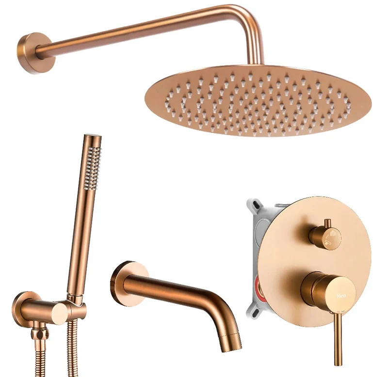 Unterputz Wannen Duschset Lungo – Kupfer Matt mit Box