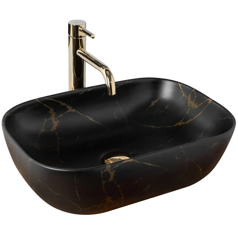 Aufsatzwaschbecken Belinda Schwarz Marble Matt 46x32cm