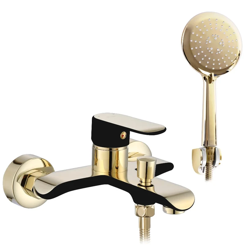 Badewannenarmatur Bloom Schwarz Gold