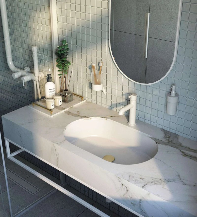 DEANTE Silia Granit-Unterbauwaschbecken // Alabaster // CQS-AU6U