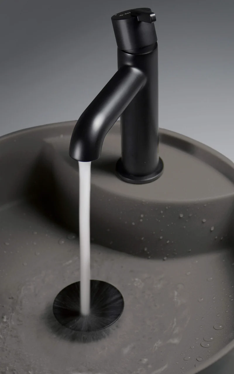 DEANTE Silia Granit-Aufsatzwaschbecken mit Armaturenbank // Anthrazit Metallic // CQS-TU4B