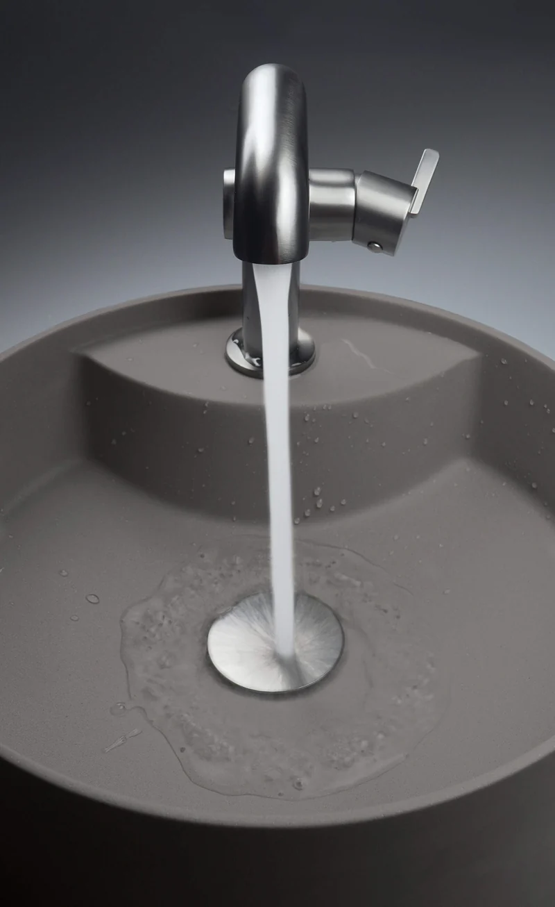 DEANTE Silia Granit-Aufsatzwaschbecken mit Armaturenbank // Anthrazit Metallic // CQS-TU4B