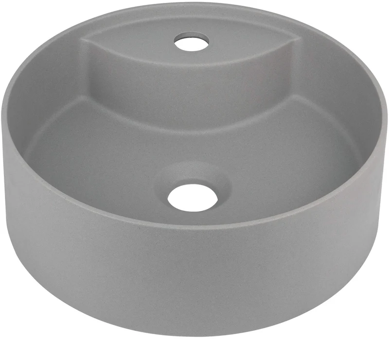 DEANTE Silia Granit-Aufsatzwaschbecken mit Armaturenbank // Grau Metallic // CQS-SU4B