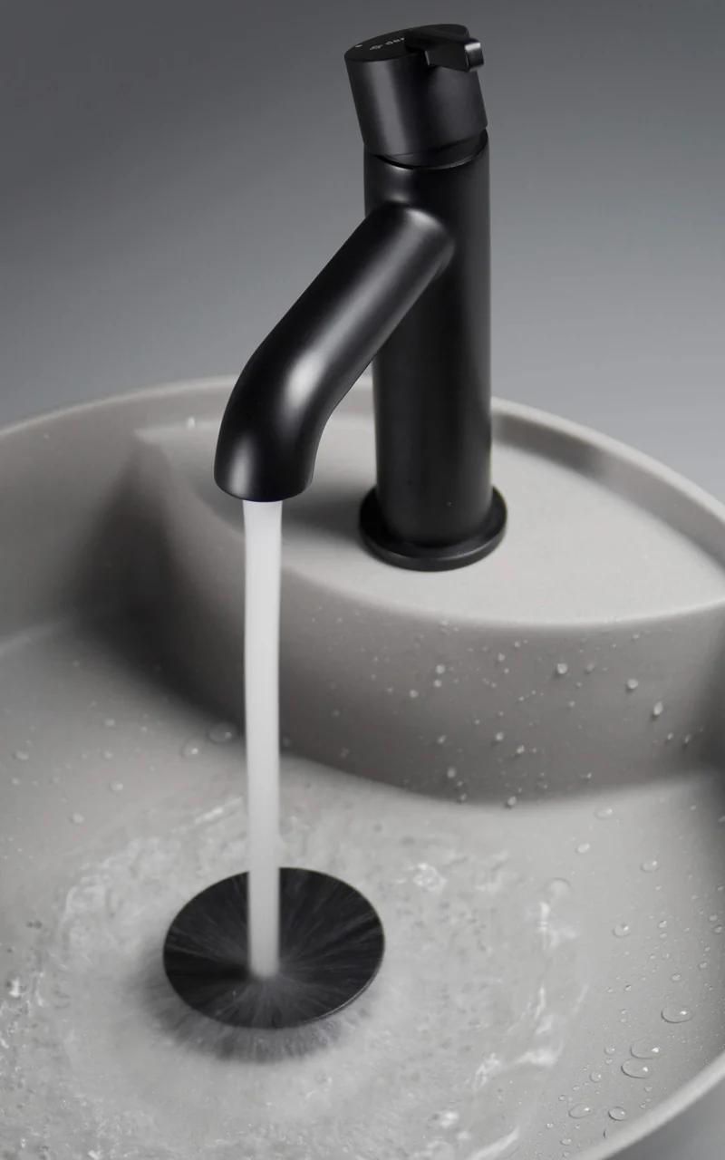 DEANTE Silia Granit-Aufsatzwaschbecken mit Armaturenbank // Grau Metallic // CQS-SU4B