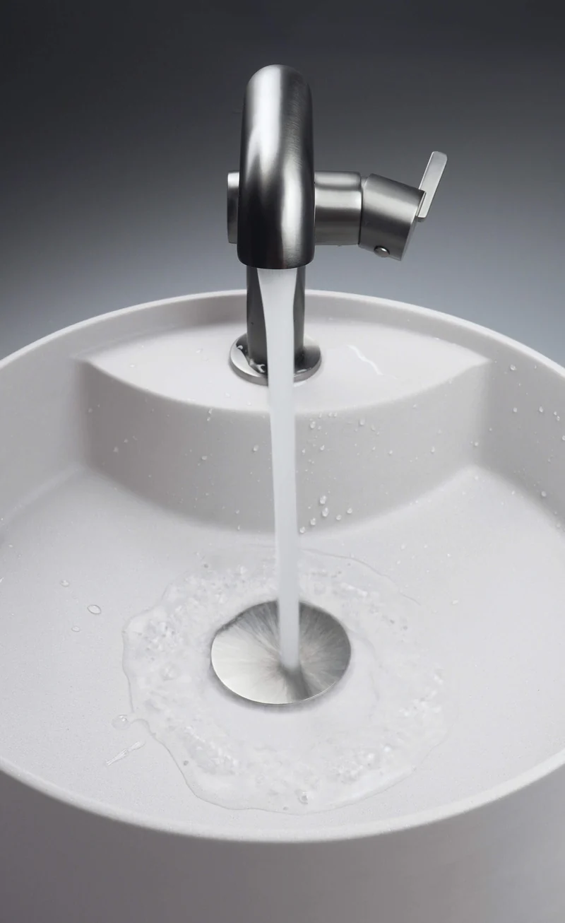 DEANTE Silia Granit-Aufsatzwaschbecken mit Armaturenbank // Alabaster // CQS-AU4B