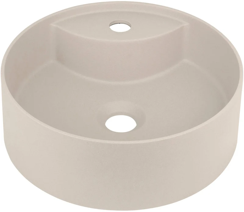 DEANTE Silia Granit-Aufsatzwaschbecken mit Armaturenbank // Beige // CQS-5U4B