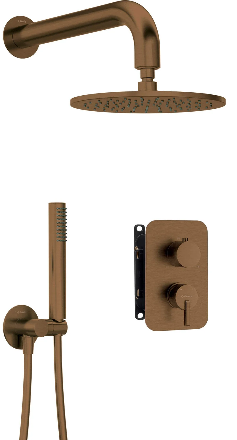 DEANTE Silia Unterputz-Duschset mit Mischbox und Kopfbrause // gebürstete Bronze // BXYYCQSM