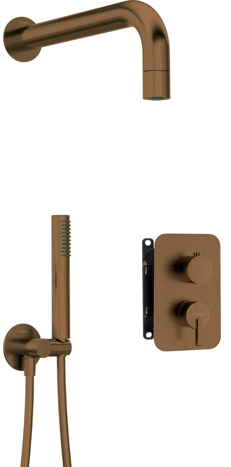 DEANTE Silia Unterputz-Duschset mit Mischbox und Duschkopf // gebürstete Bronze // BXYZCQSM