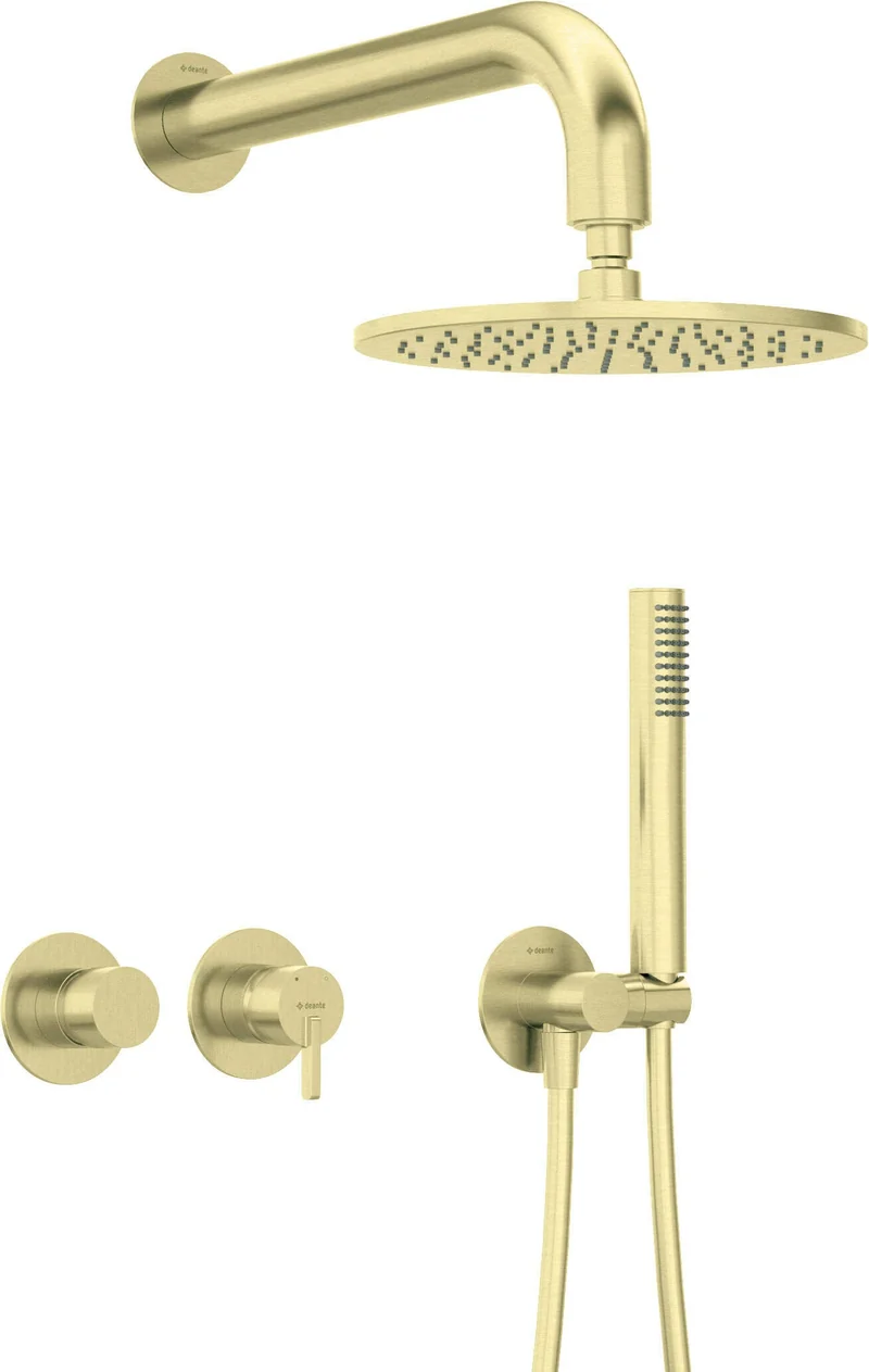 DEANTE Silia Unterputz-Duschset mit Handbrause - Rund, Horizontal // gebürstetes Gold // NQS-R0YK