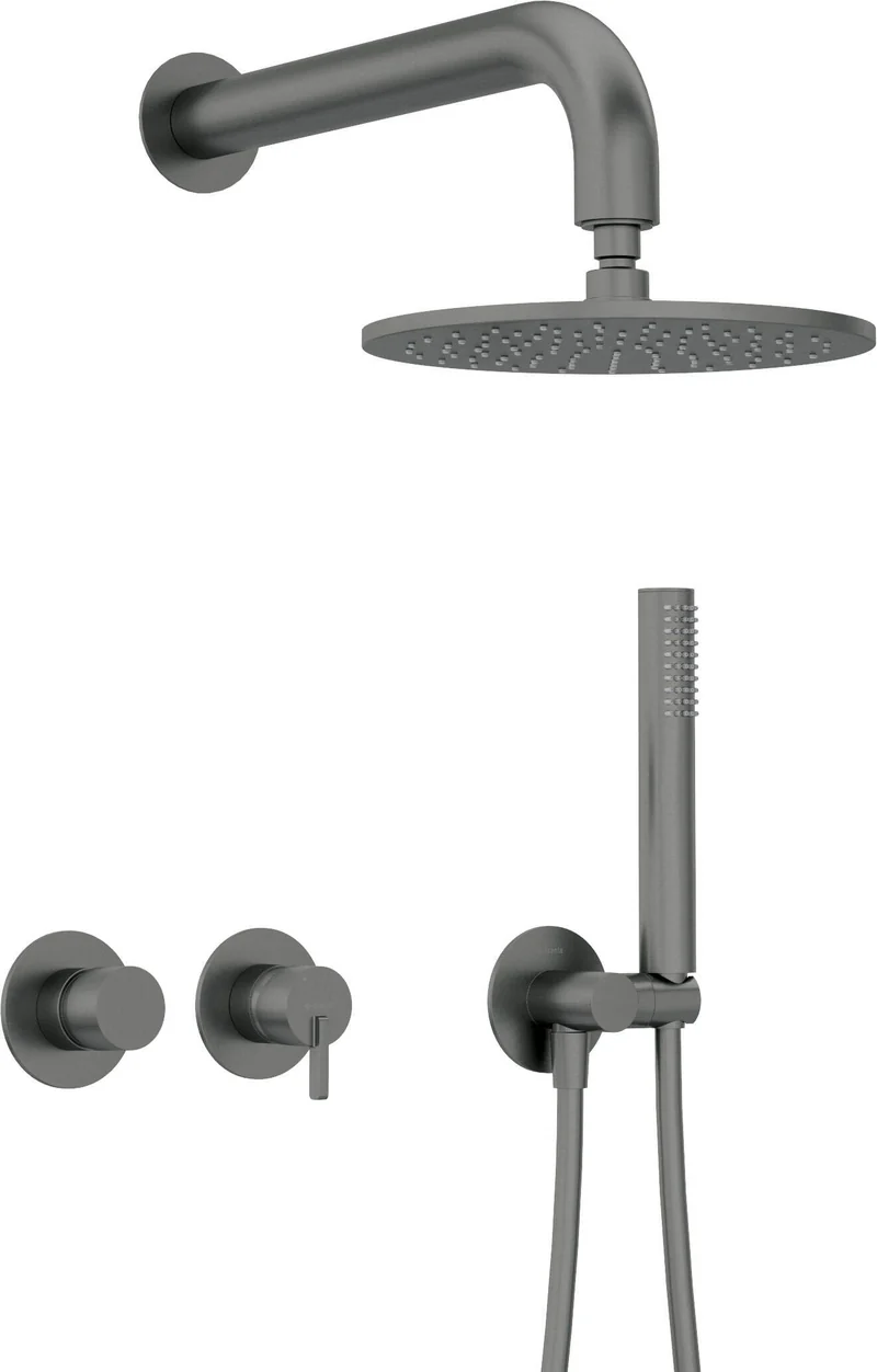 DEANTE Silia Unterputz-Duschset mit Handbrause - Rund, Horizontal // Titanium // NQS-D0YK
