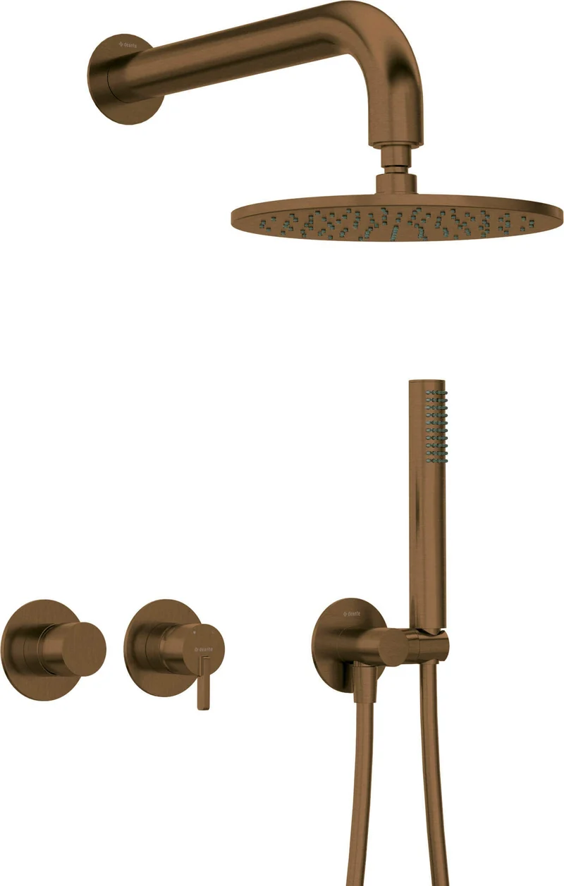 DEANTE Silia Unterputz-Duschset mit Handbrause - Rund, Horizontal // gebürstete Bronze // NQS-C0YK