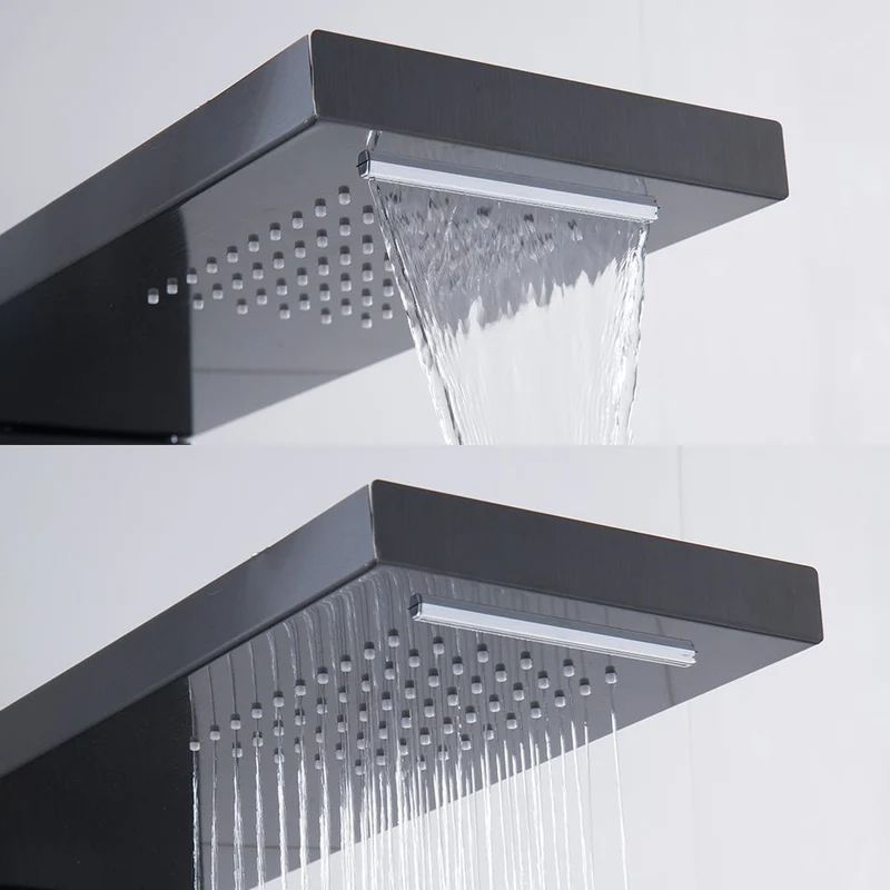 Edelstahl Duschpaneel - mit Regendusche Handbrause Massagedusche - Schwarz
