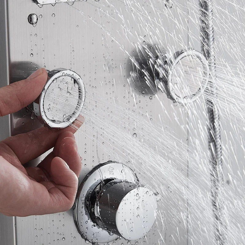 Duschpaneel Regendusche - Temperatur Display - Massagedüsen - Gebürstetes Nickel