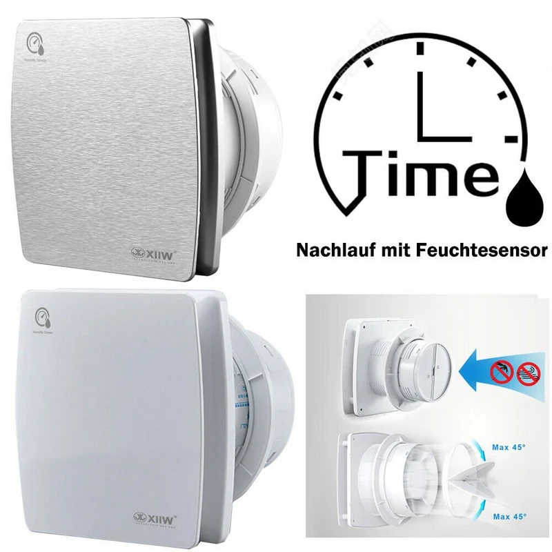 Leise Badlüfter | mit Feuchtesensor / Nachlauffunktion | Ø 100mm | mit Abluft