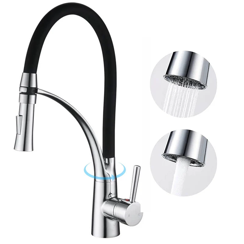 XIIW Wasserhahn Küchenarmatur | Hochdruck | mit Brause | 2 Strahlarten | 360° | Warm- und Kaltwasser