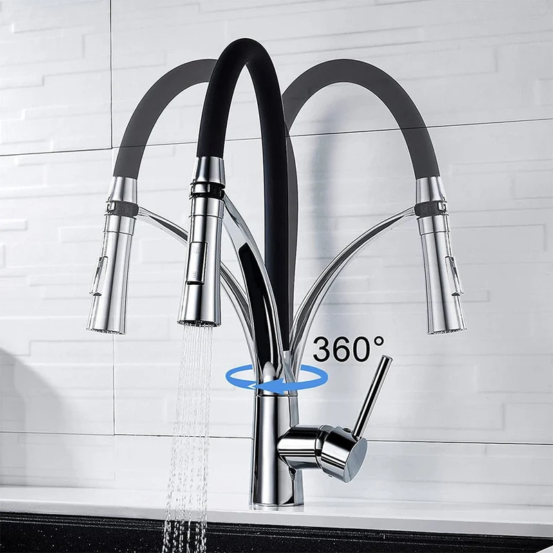 XIIW Wasserhahn Küchenarmatur | Hochdruck | mit Brause | 2 Strahlarten | 360° | Warm- und Kaltwasser
