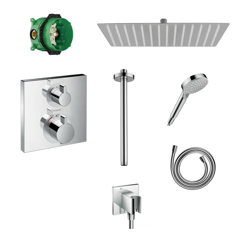 Hansgrohe Unterputz Dusch-Set Ecostat Square mit Decken- oder Wandanschluss von Sandbad