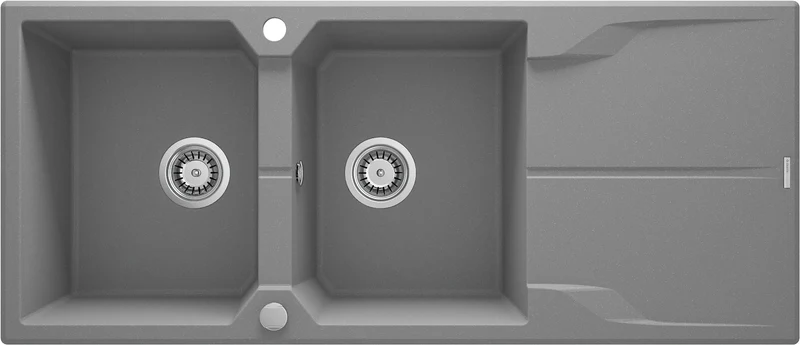 DEANTE Andante Granitspülbecken mit Abtropffläche - 2 Becken // Grau Metallic // ZQN-S213