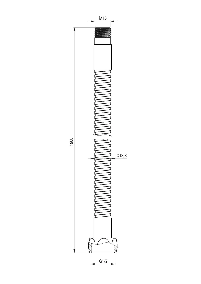 DEANTE Duschschlauch für 3-Loch-Armature - 150 cm // Chrom // XDWJ1VCNM