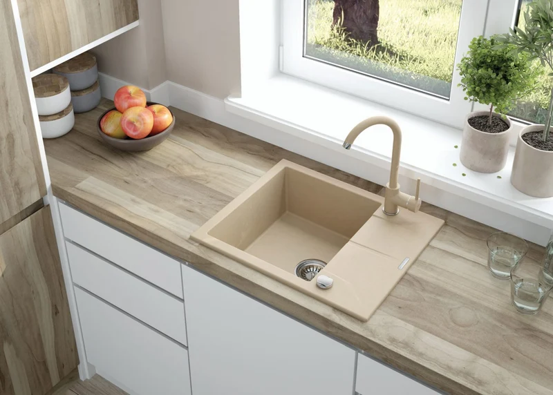 DEANTE Andante Granitspülbecken mit Abtropffläche // Graphit Metallic // ZQN-G11A