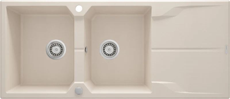 DEANTE Andante Granitspülbecken mit Abtropffläche - 2 Becken // Beige // ZQN-5213