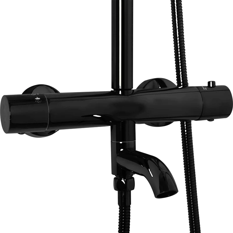 Dusche mit Wannenauslauf Lungo Schwarz Metallic (mit Thermostat)