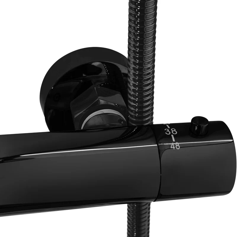Dusche mit Wannenauslauf Lungo Schwarz Metallic (mit Thermostat)