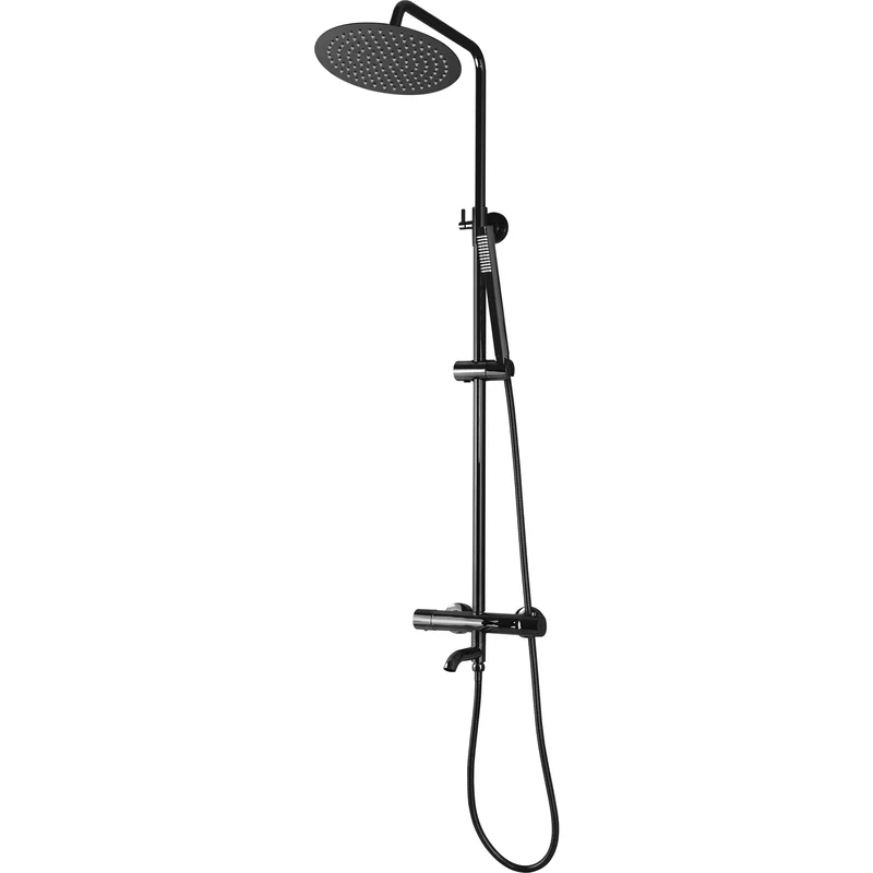 Dusche mit Wannenauslauf Lungo Schwarz Metallic (mit Thermostat)