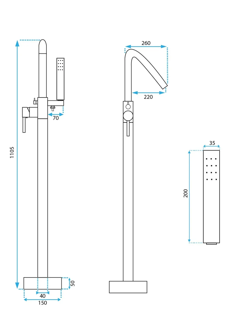 Badewannenarmatur Aras Gold Matt (Standarmatur)