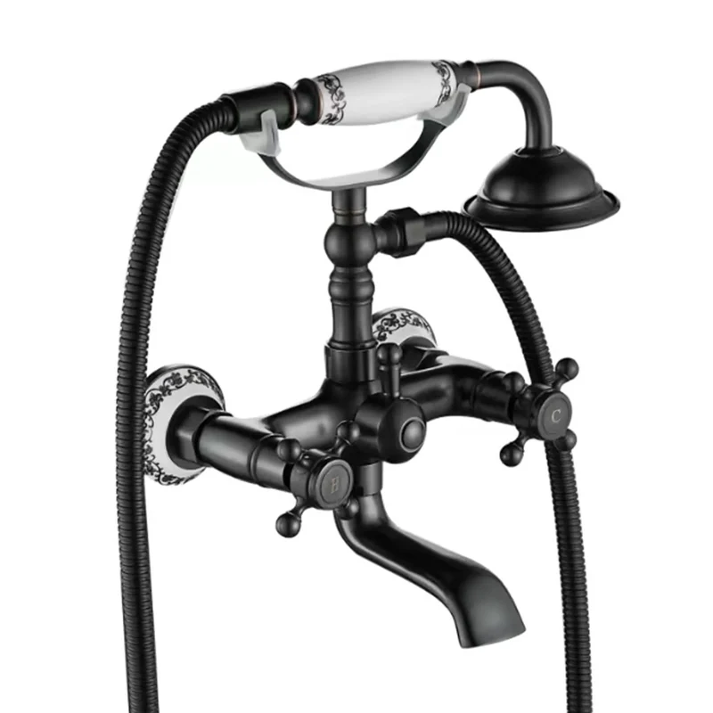 Badewannenarmatur Rustico Old Schwarz