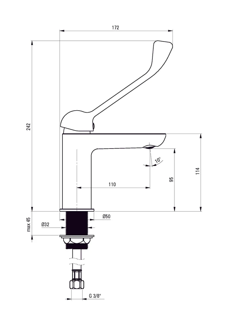 DEANTE Alpinia Waschtischarmatur mit Clinic-Hebel // Chrom // BGA-020C
