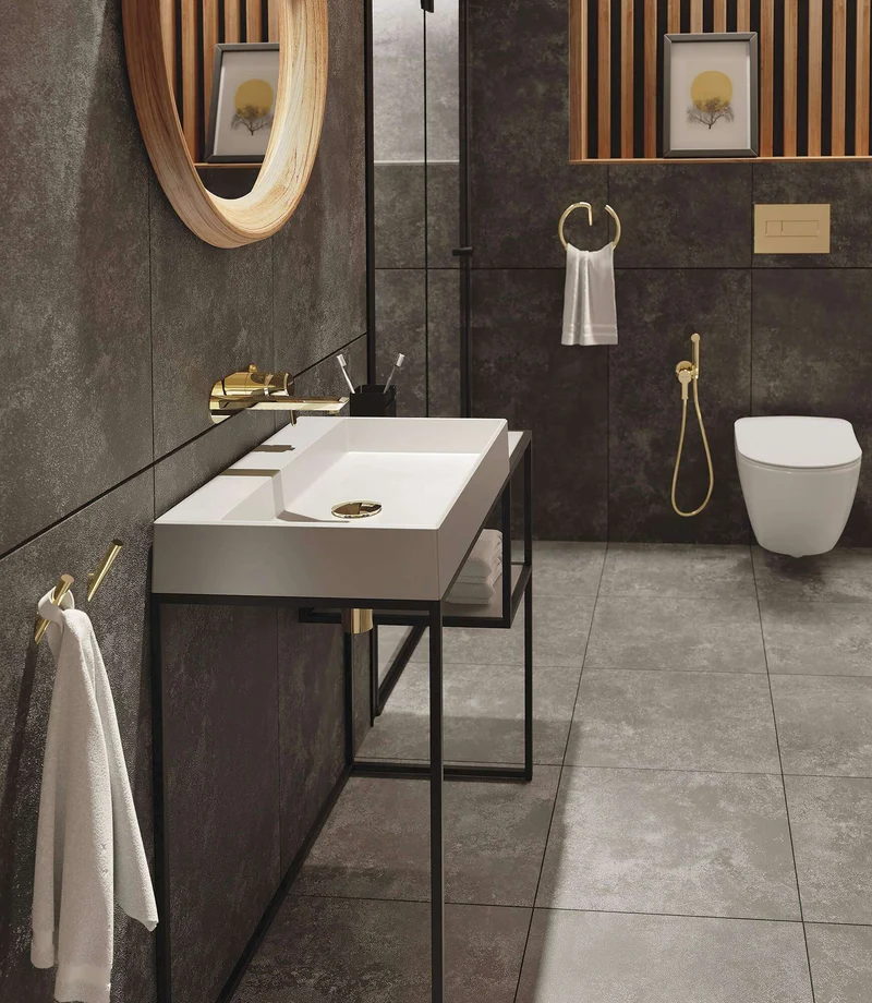 DEANTE Arnika Unterputz-Bidetarmatur mit Bidetta-Handbrause // Gold // BQA-Z34M
