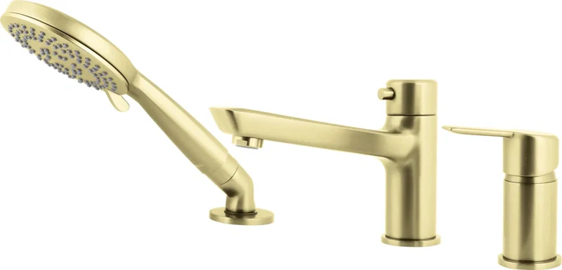 DEANTE Arnika 3-Loch-Wannenarmatur mit Brausegarnitur // gebürstetes Gold // BQA-R13M