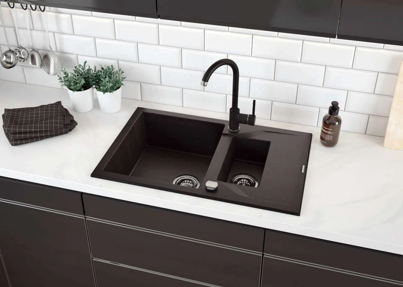 DEANTE Andante Granitspülbecken mit Abtropffläche - 1.5-Becken // Graphit // ZQN-2513