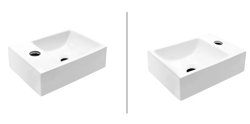 Oase Waschbecken 30,5 x 19cm modern eckig Design Waschtisch Gäste WC Links & Rechts
