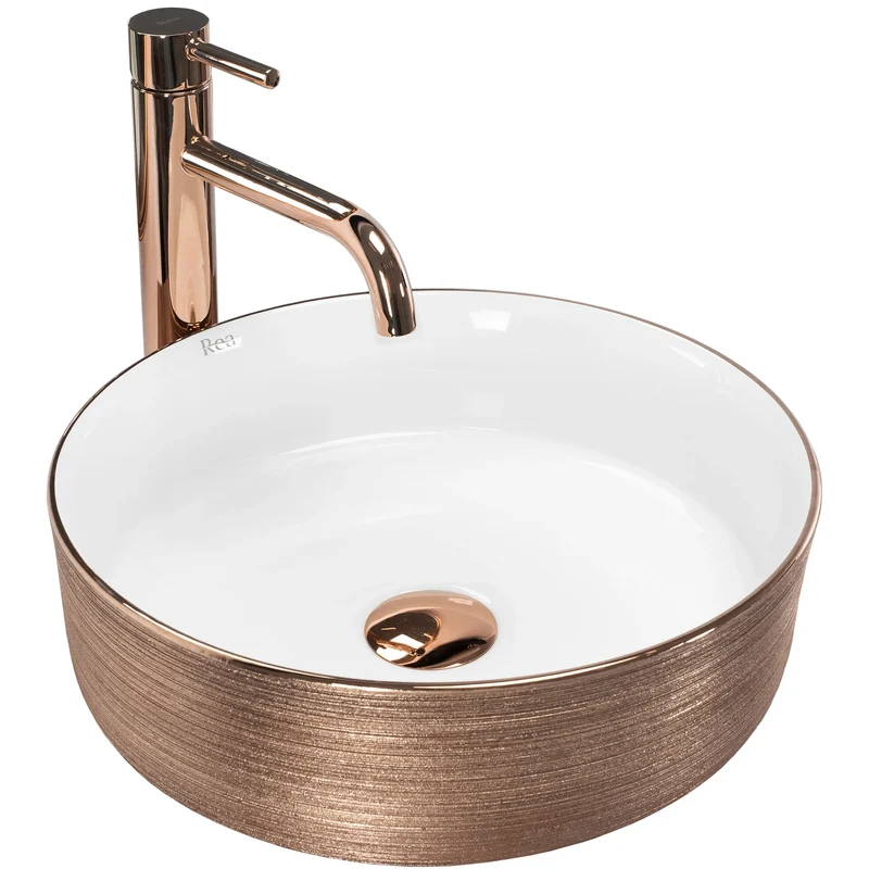 Aufsatzwaschbecken Sami Rosé Gold Brush Ø 36cm