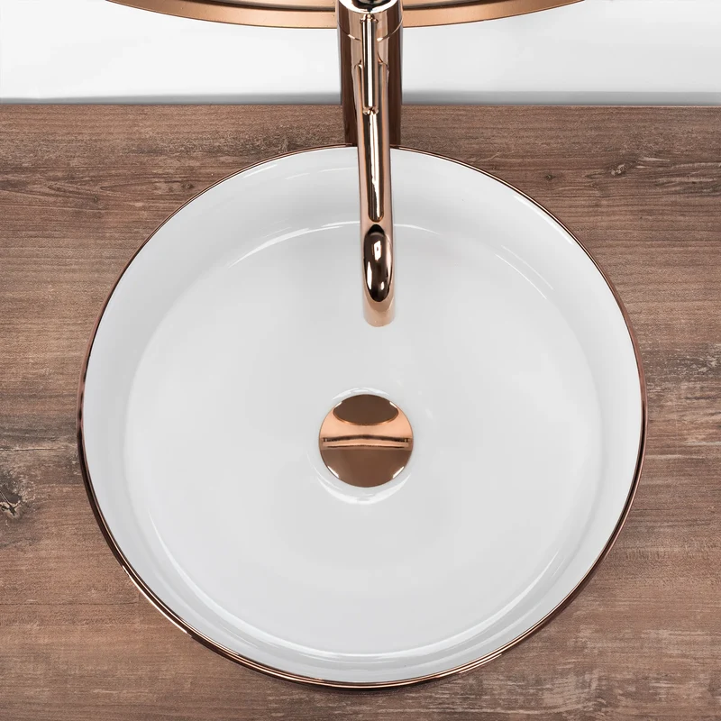 Aufsatzwaschbecken Sami Rosé Gold Brush Ø 36cm
