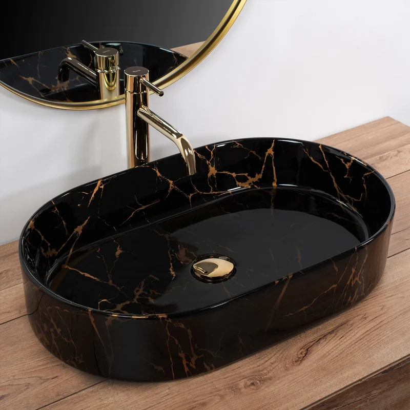 Aufsatzwaschbecken Nadia Black Marble 61x38,5cm