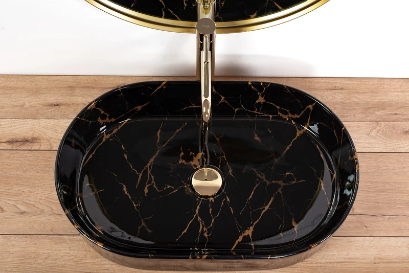 Aufsatzwaschbecken Nadia Black Marble 61x38,5cm