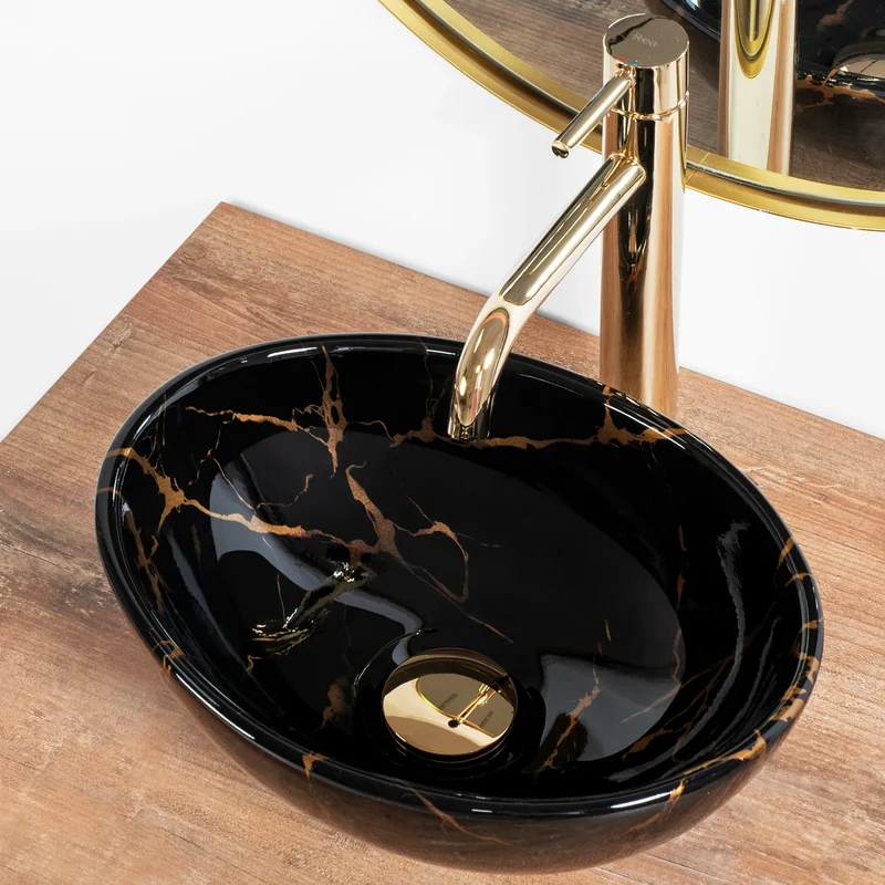 Aufsatzwaschbecken Sofia Mini Black Marble 35,5x27cm
