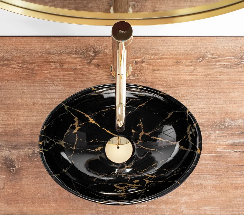 Aufsatzwaschbecken Sofia Mini Black Marble 35,5x27cm