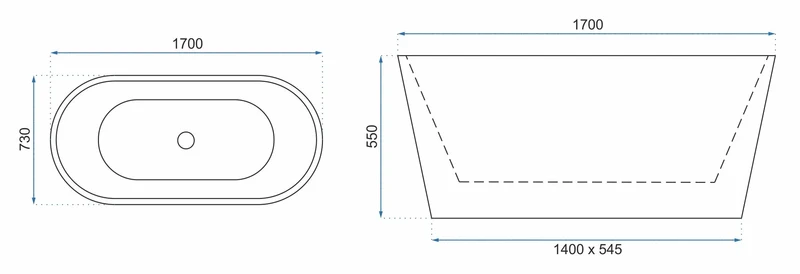 Badewanne Milano 170cm (freistehend)