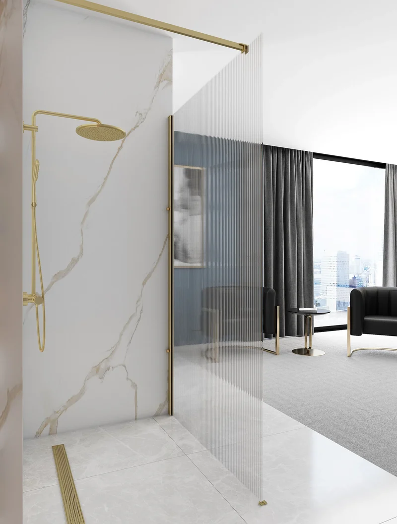 Walk In Duschwand Aero Intimo Gold Matt 90-120cm