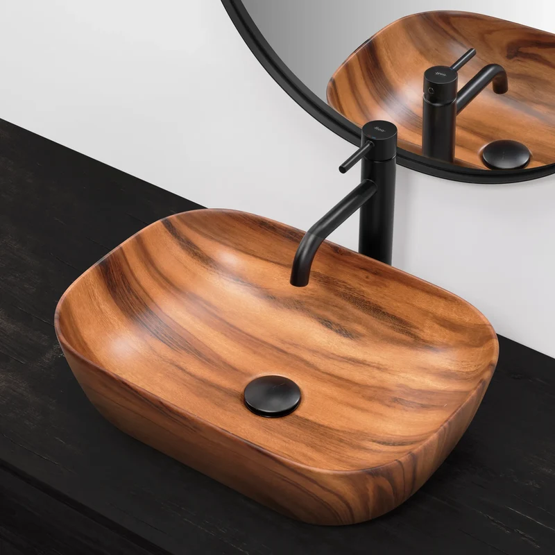 Aufsatzwaschbecken Belinda Wood Matt 46x32cm