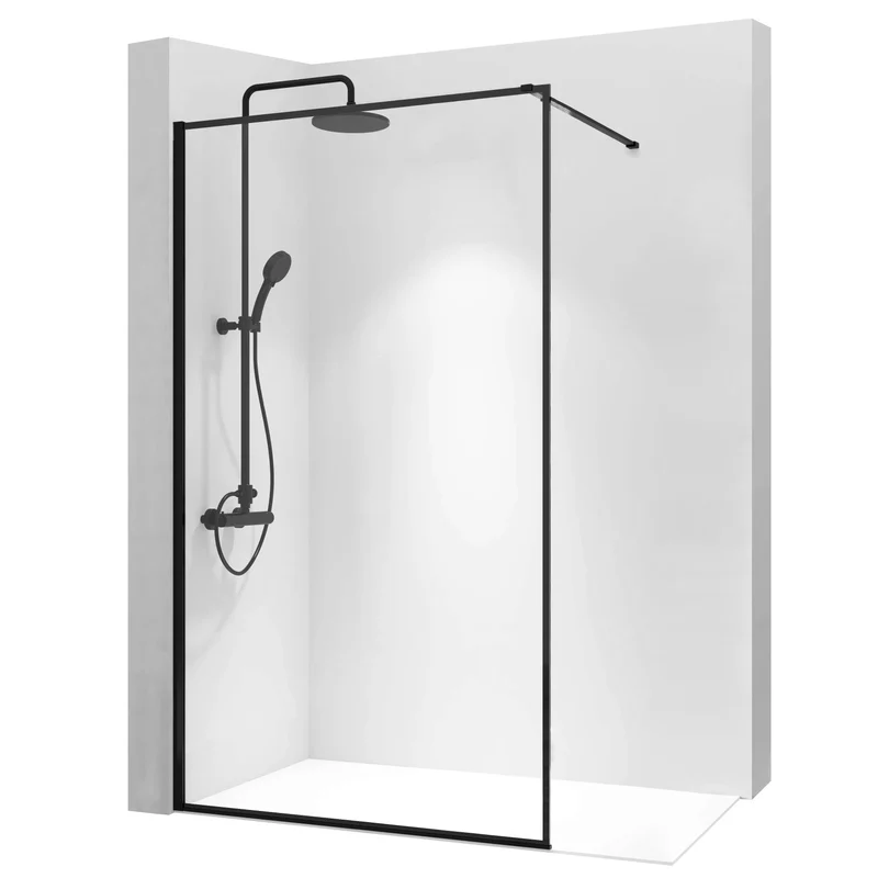 Walk In Duschwand Bler Black 70-120cm