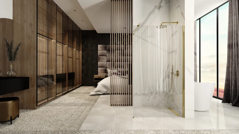 Walk In Duschwand Aero Gold 80-120cm