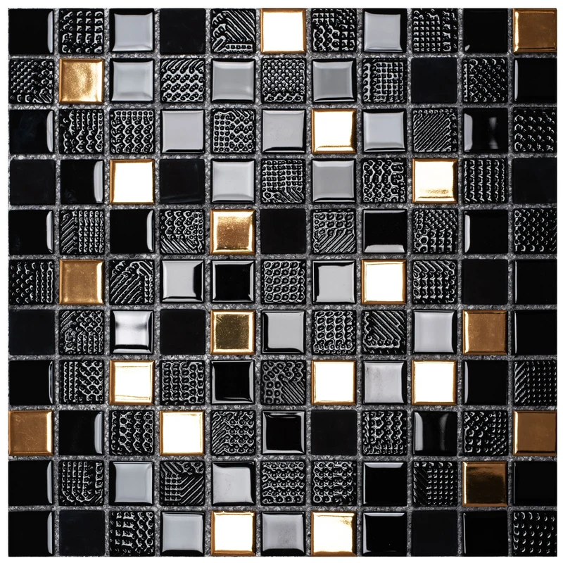 Mosaikfliesen Schwarz 30x30cm (2 Stück)