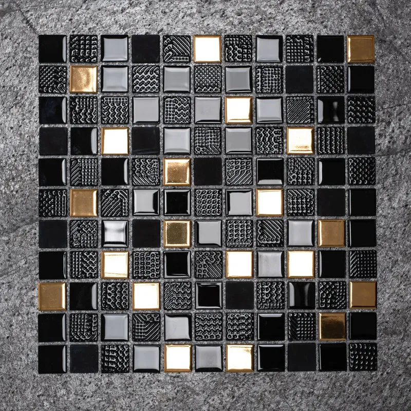 Mosaikfliesen Schwarz 30x30cm (2 Stück)